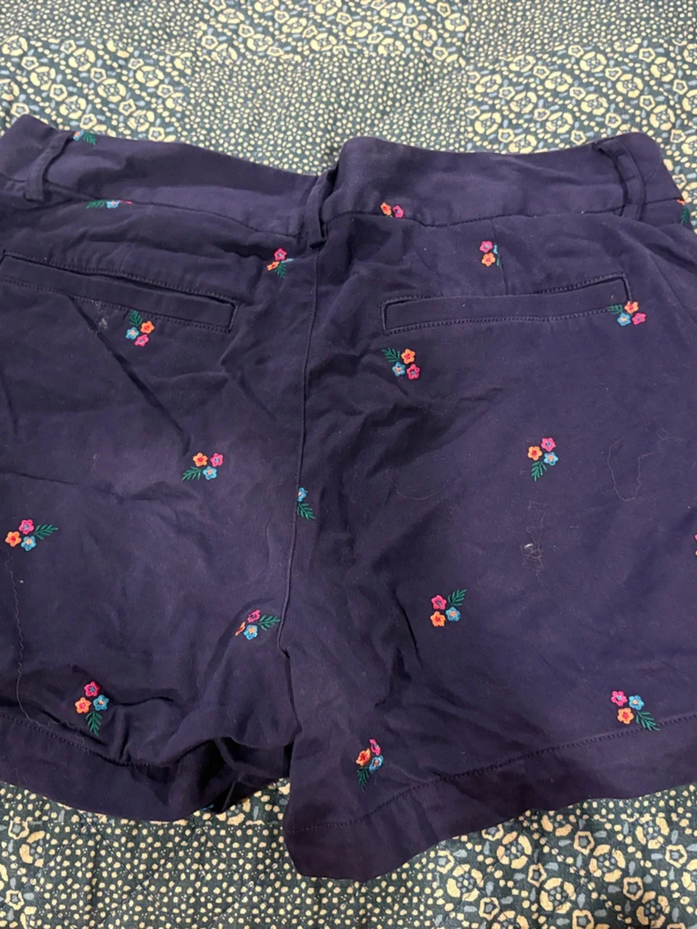 Jones New York Navy High-Waist Floral Embroidered Women’s Shorts